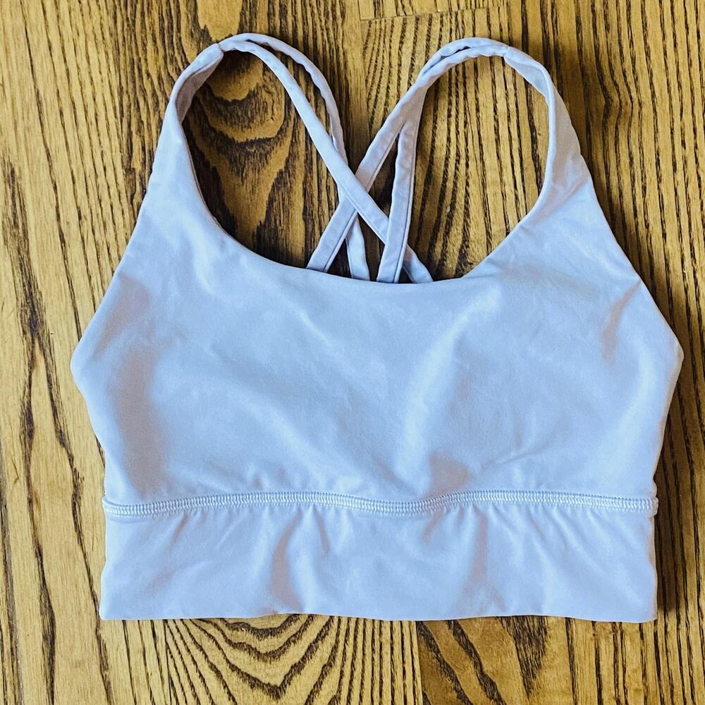Lululemon Sports Energy Bra Womens Lavender Cross Back Strappy Longline Yoga